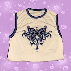 Fang Y2K 90s butterfly glitter tattoo tank top medium